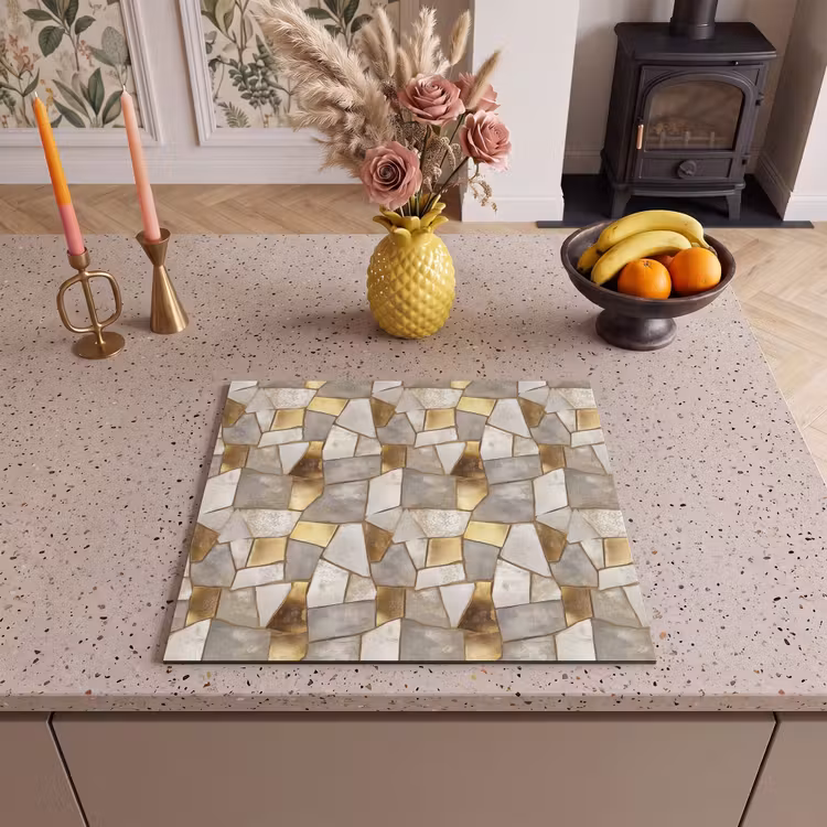 Protection plaque induction - Mosaïque - Marbre - Or — 3