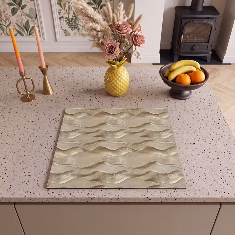 Protection plaque induction - Vagues - Motif - Or — 3