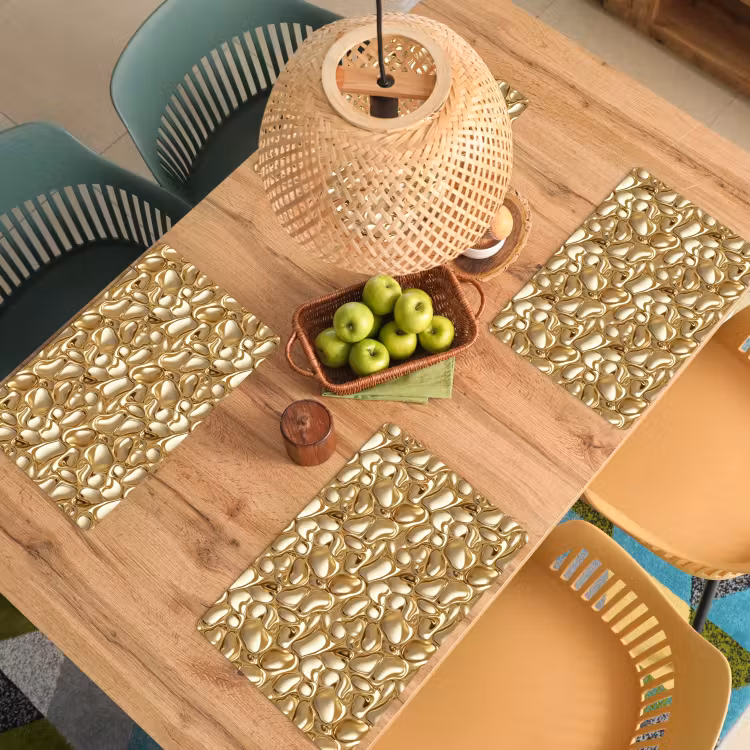 Set de table – 6 pièces - Abstrait - Moderne - Or — 3