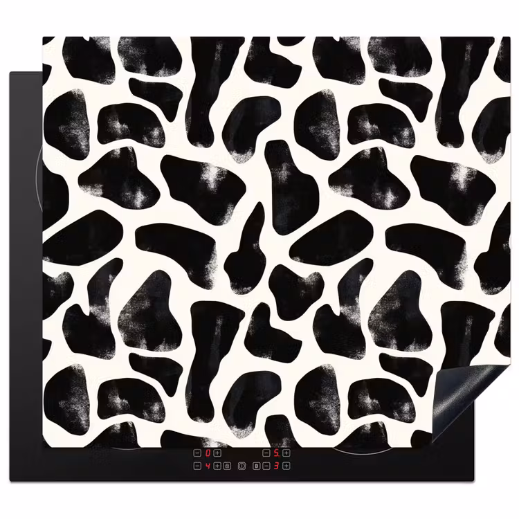 Protection plaque induction - Motif animalier - Taches - Noir - Blanc — 1