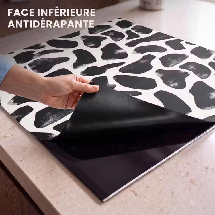 Protection plaque induction - Motif animalier - Taches - Noir - Blanc — 7