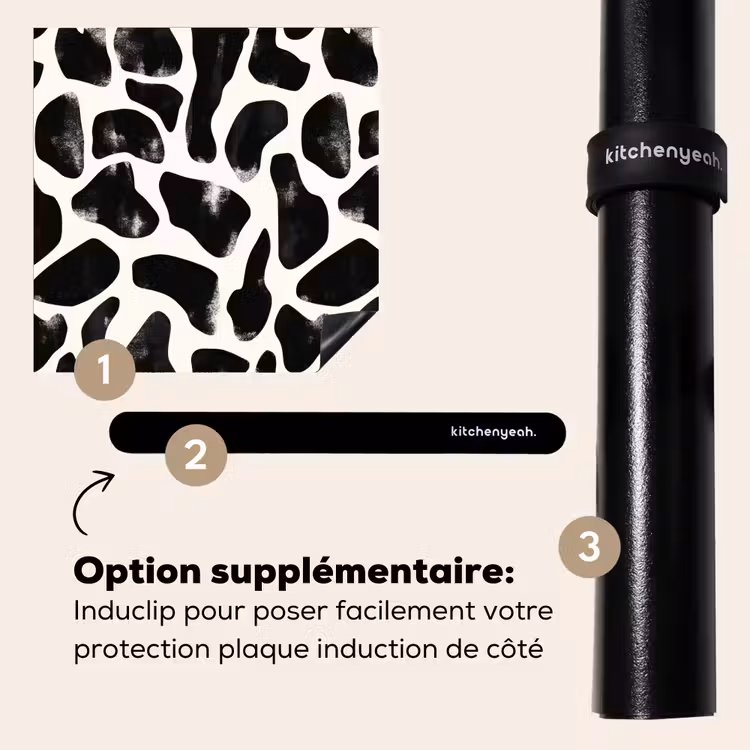 Protection plaque induction - Motif animalier - Taches - Noir - Blanc — 8
