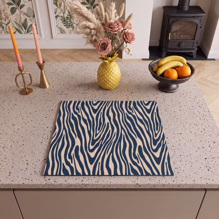 Protection plaque induction - Zèbre - Motif - Bleu - Beige — 3