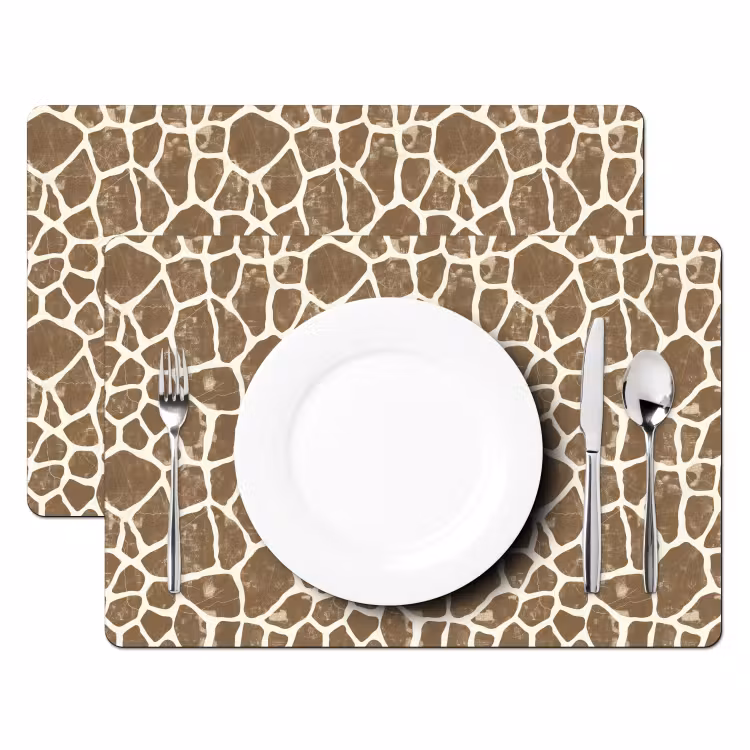 Set de table – 6 pièces - Girafe - Classique - Marron — 2