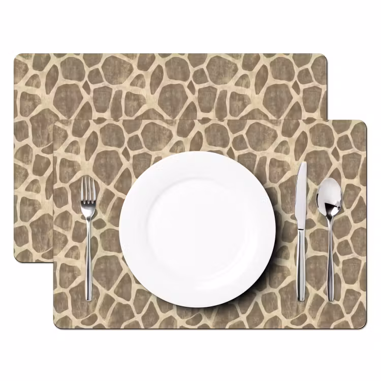 Set de table – 6 pièces - Girafe - Motif - Beige - Brown — 2