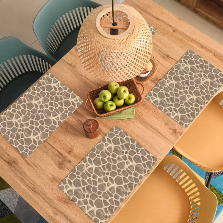 Set de table – 6 pièces - Girafe - Motif - Beige - Brown — 3