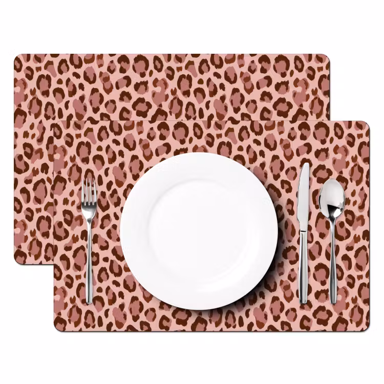 Set de table – 6 pièces - Léopard - Motif - Rose — 2