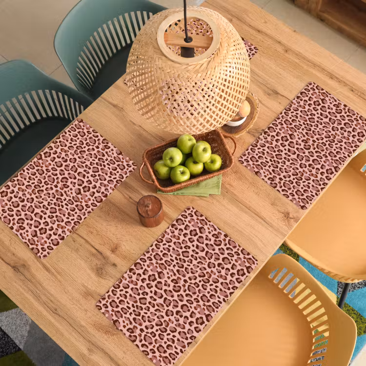 Set de table – 6 pièces - Léopard - Motif - Rose — 3