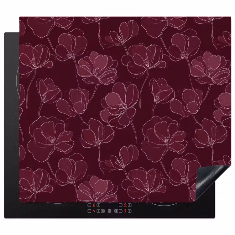 Protection plaque induction - Fleurs - Motif - Bourgogne — 1