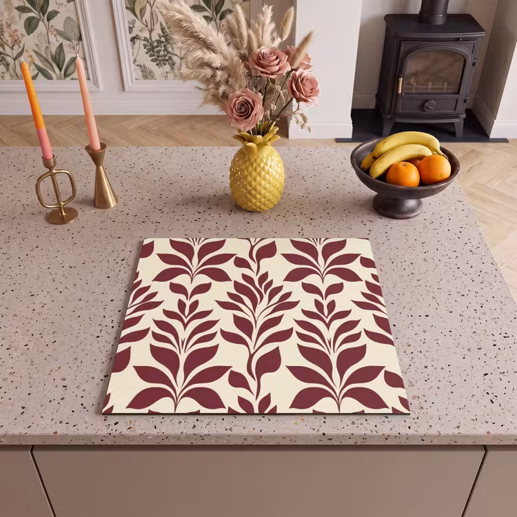 Protection plaque induction - Abstrait - Feuilles - Bourgogne — 3