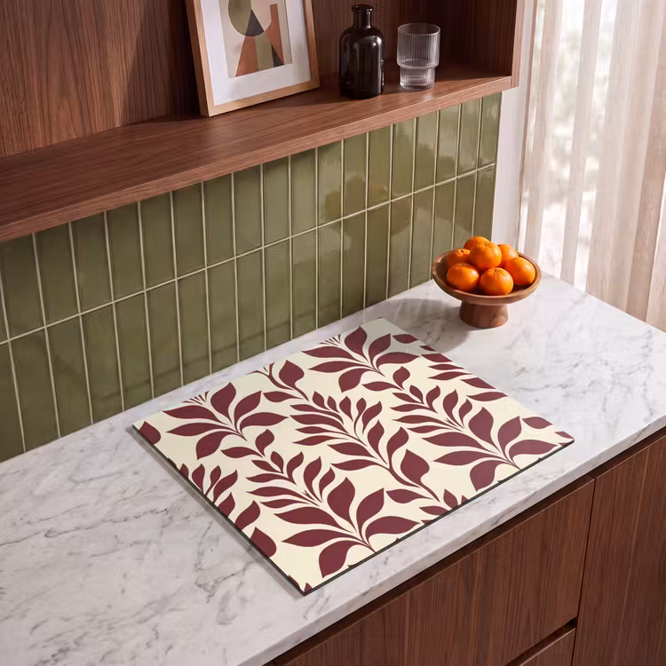 Protection plaque induction - Abstrait - Feuilles - Bourgogne — 4