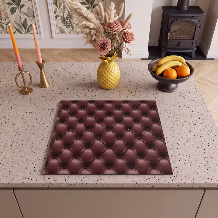 Protection plaque induction - Cuir - Motif - Bordeaux — 3