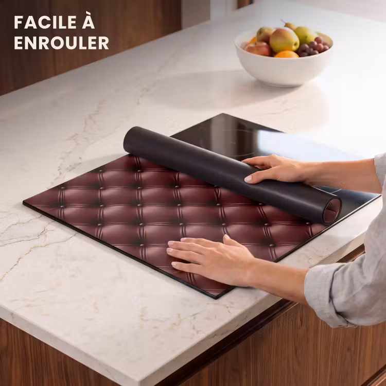 Protection plaque induction - Cuir - Motif - Bordeaux — 6