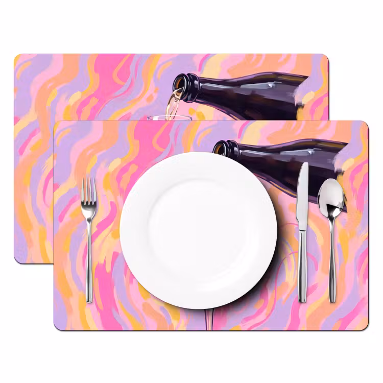 Set de table – 6 pièces - Boisson - Servir - Fête - Abstrait - Rose — 2