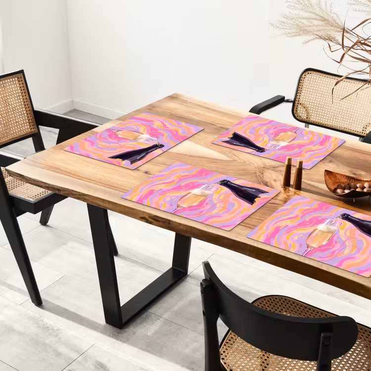 Set de table – 6 pièces - Boisson - Servir - Fête - Abstrait - Rose — 4