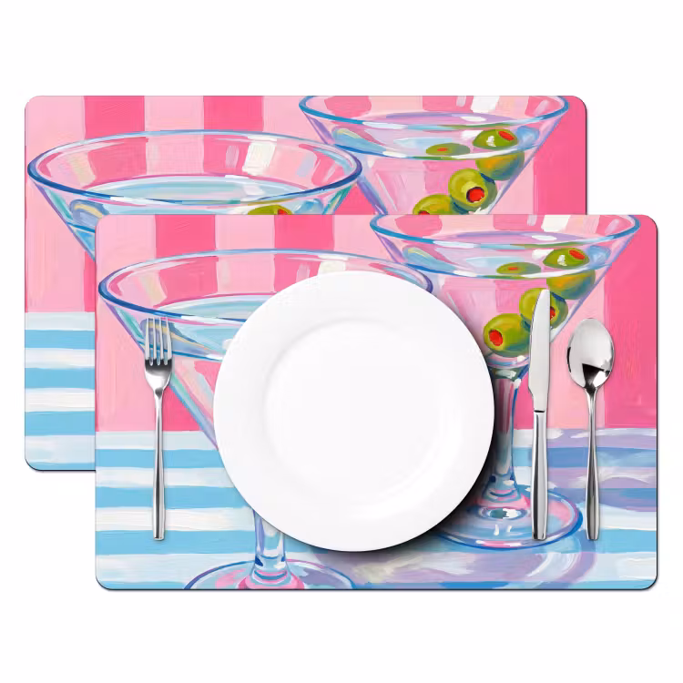 Set de table – 6 pièces - Cocktail - Olives - Art - Moderne - Rose — 2