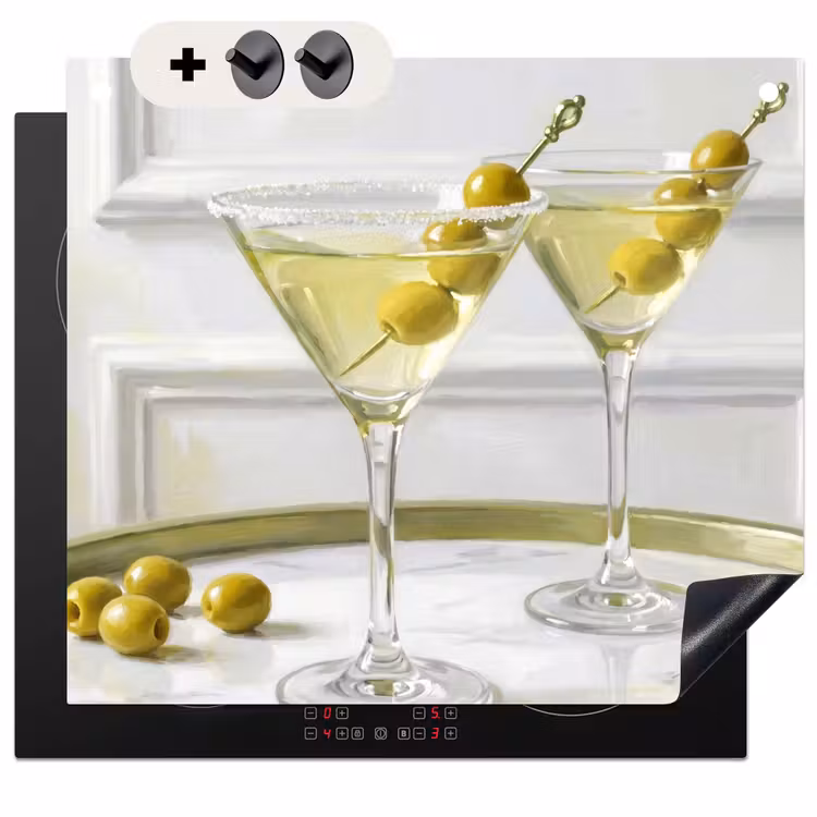 Protection à induction avec crochets - Boisson - Martini - Olives - Moderne - Blanc — 3