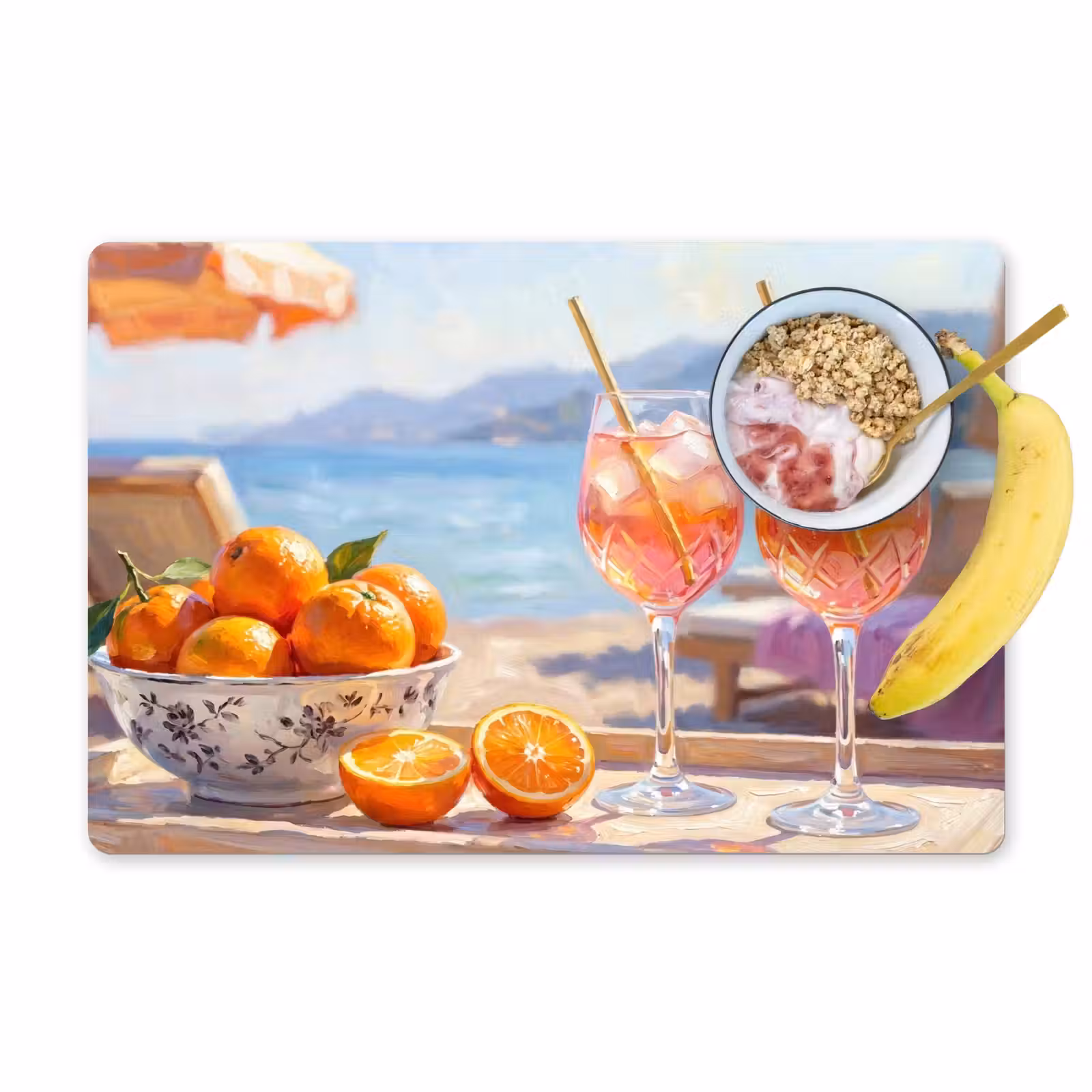 Set de table – 6 pièces - Boissons - Verres - Plage - Été - Orange — 1