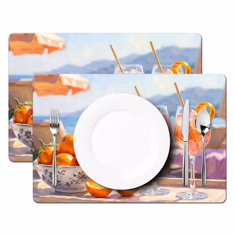 Set de table – 6 pièces - Boissons - Verres - Plage - Été - Orange — 2