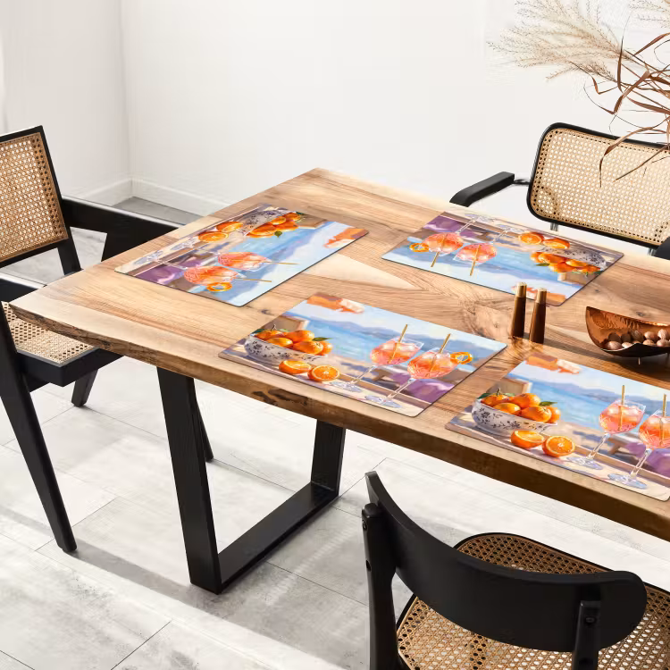 Set de table – 6 pièces - Boissons - Verres - Plage - Été - Orange — 4