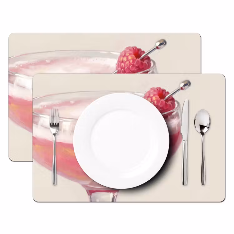 Set de table – 6 pièces - Cocktail - Framboise - Boisson - Moderne - Rose — 2