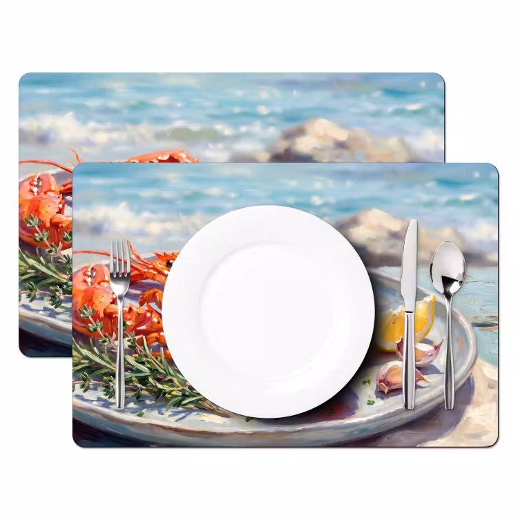 Set de table – 6 pièces - Cuisine - Mer - Côte - Moderne - Bleu — 2