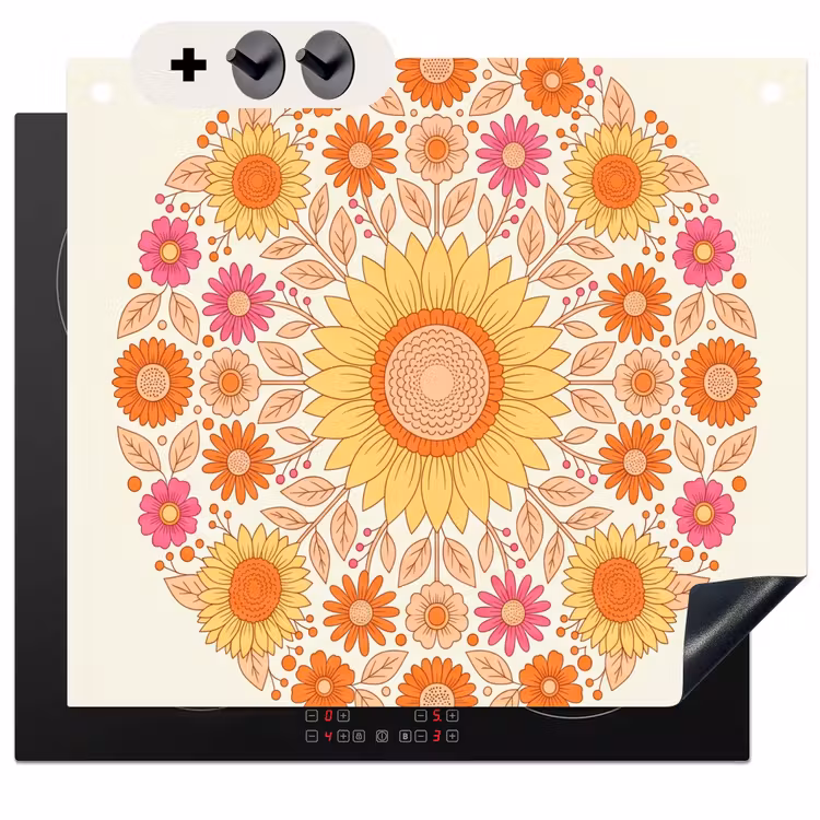Protection à induction avec crochets - Fleurs - Mandala - Motif - Coloré — 3