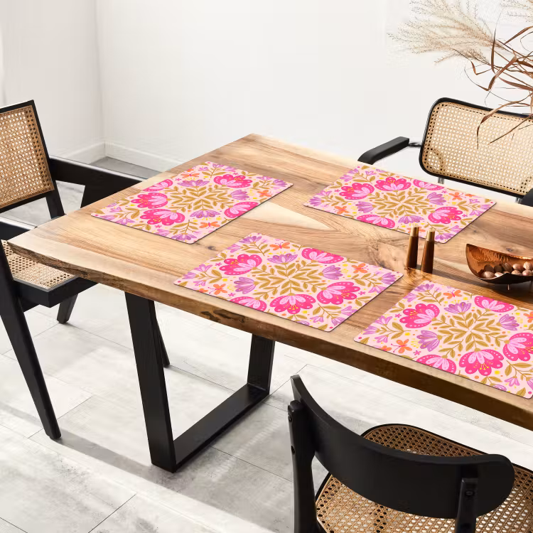 Set de table – 6 pièces - Fleurs - Motif - Nature - Abstrait - Rose — 4