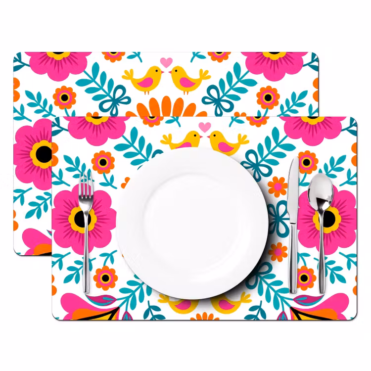Set de table – 6 pièces - Fleurs - Oiseaux - Motifs - Coloré - Moderne — 2