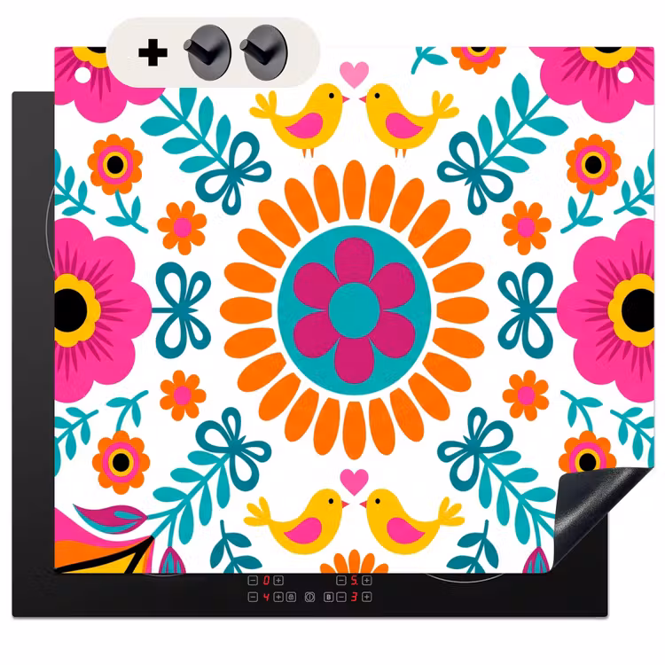 Protection à induction avec crochets - Fleurs - Oiseaux - Motifs - Coloré - Moderne — 3