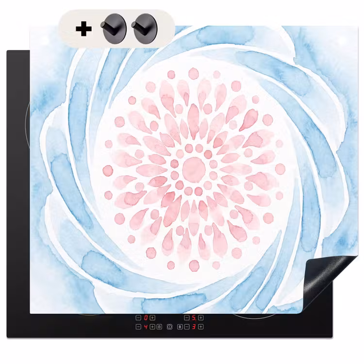 Protection à induction avec crochets - Résumé - Forme de fleur - Aquarelle - Rose - Bleu — 3
