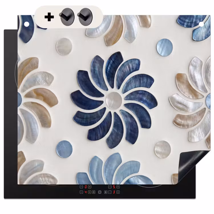 Protection à induction avec crochets - Fleurs - Nacre - Abstrait - Motif - Bleu — 3