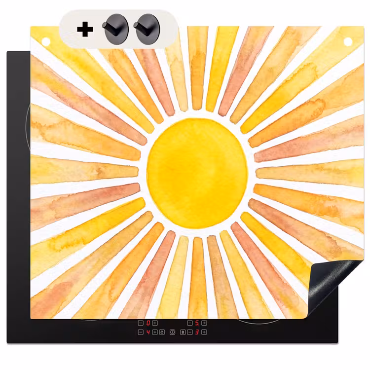 Protection à induction avec crochets - Soleil - Rayons - Aquarelle - Jaune - Abstrait — 3