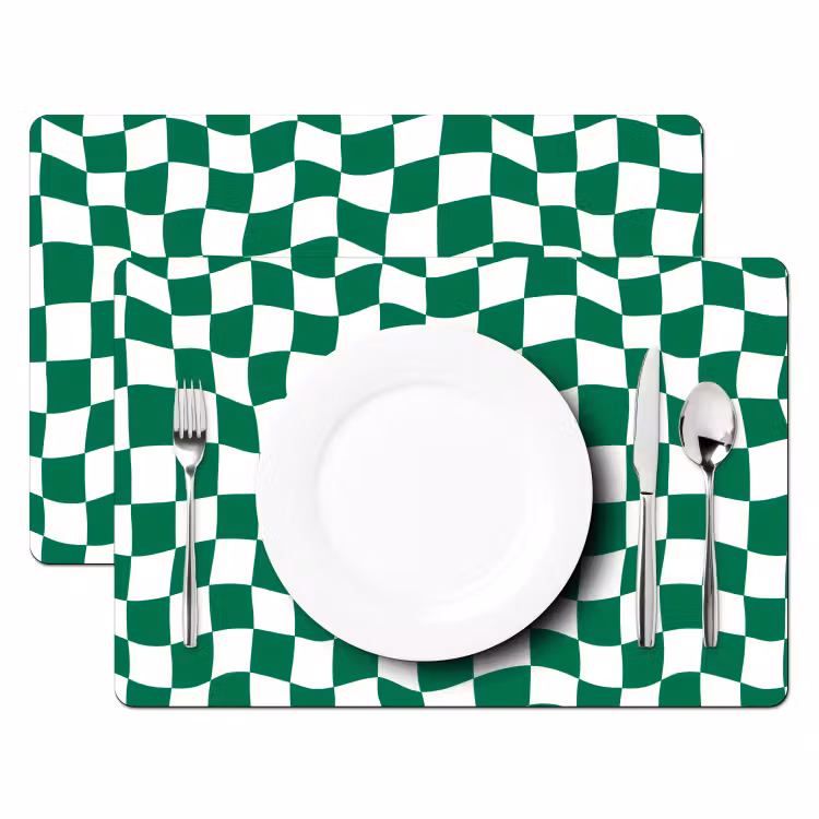 Set de table – 6 pièces - Échiquier - Ondulé - Vert — 2