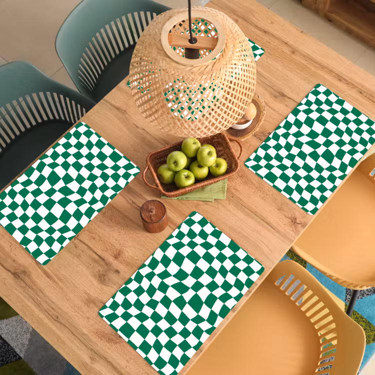 Set de table – 6 pièces - Échiquier - Ondulé - Vert — 3