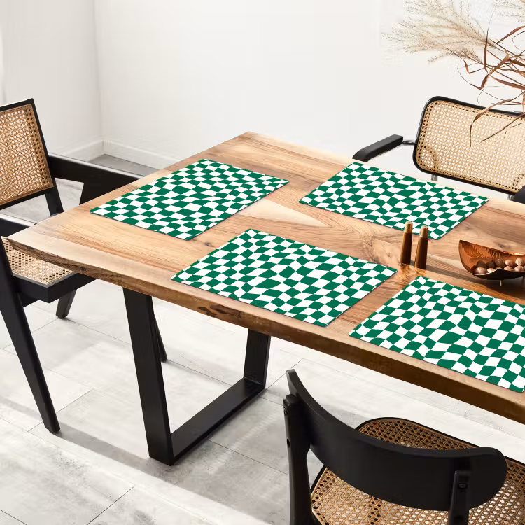 Set de table – 6 pièces - Échiquier - Ondulé - Vert — 4