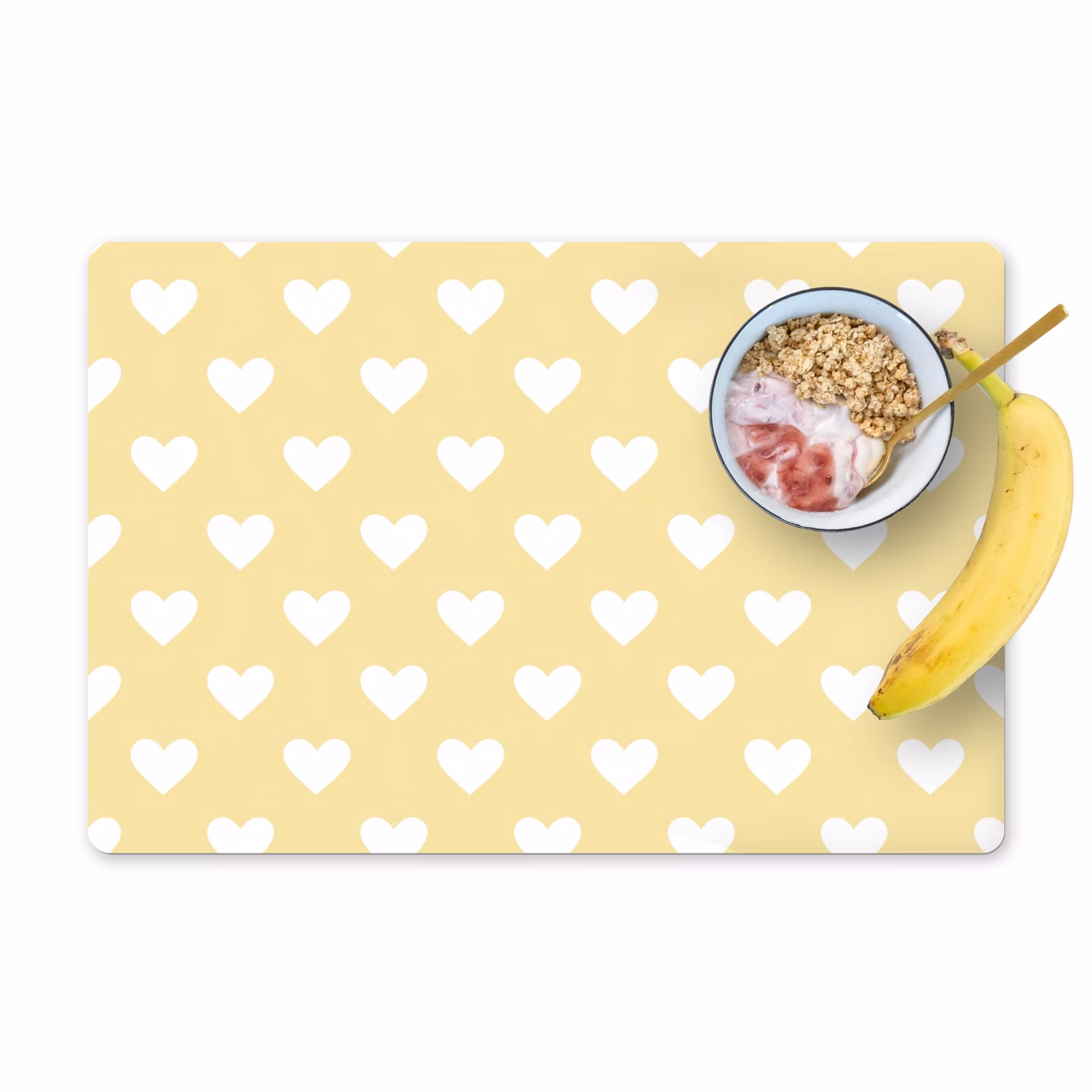 Set de table – 6 pièces - Coeurs - Motif - Jaune — 1