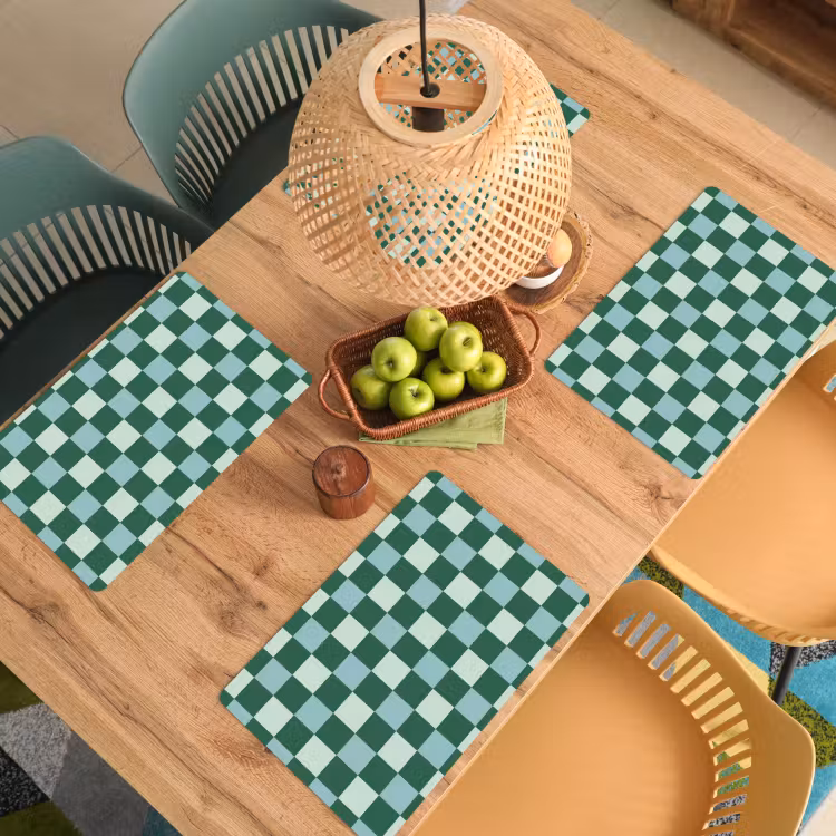 Set de table – 6 pièces - Échiquier - Classic - Vert — 3