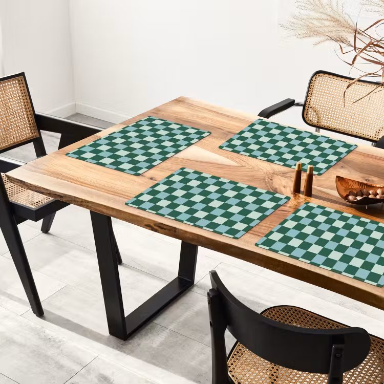 Set de table – 6 pièces - Échiquier - Classic - Vert — 4