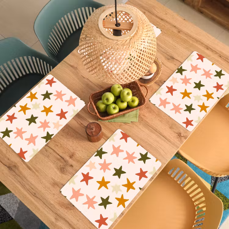Set de table – 6 pièces - Étoiles - Motif - Coloré — 3
