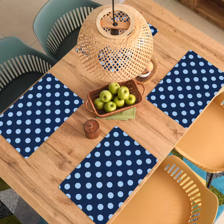Set de table – 6 pièces - Classique - Points - Bleu — 3