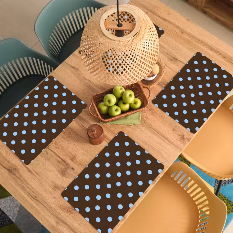 Set de table – 6 pièces - Classique - Points - Marron — 3