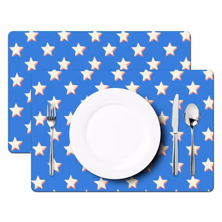 Set de table – 6 pièces - Étoiles - Motif - Bleu — 2