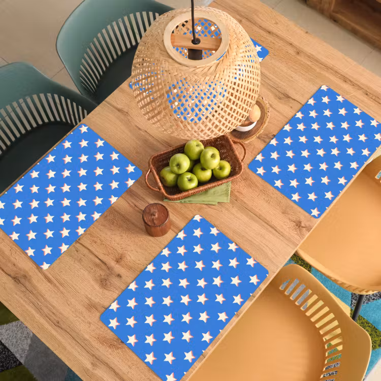 Set de table – 6 pièces - Étoiles - Motif - Bleu — 3