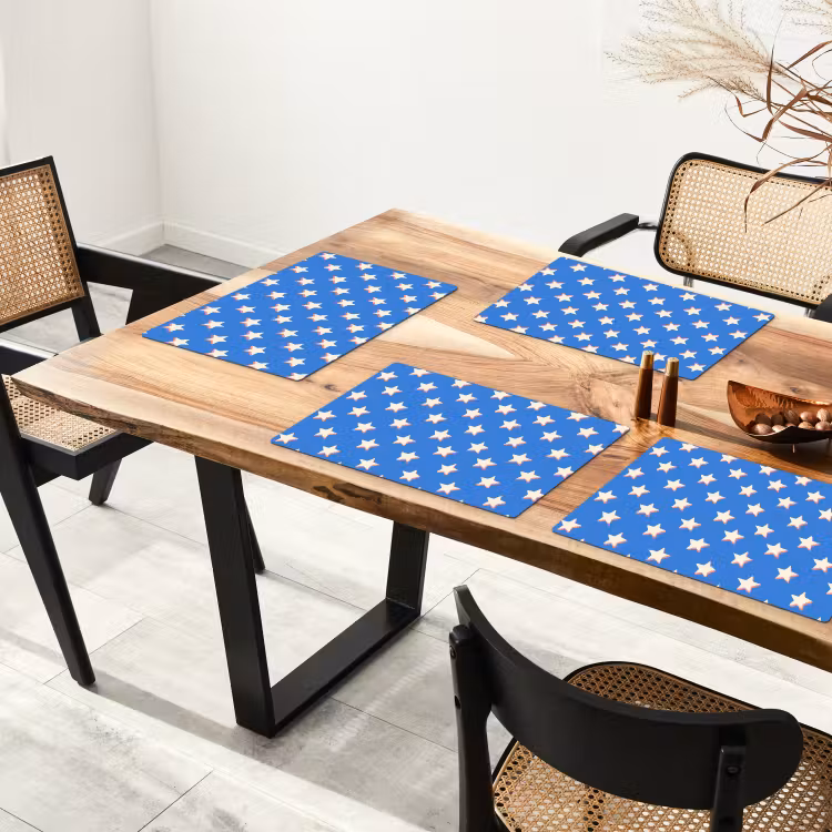 Set de table – 6 pièces - Étoiles - Motif - Bleu — 4