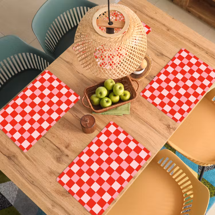 Set de table – 6 pièces - Carré - Classique - Rouge — 3