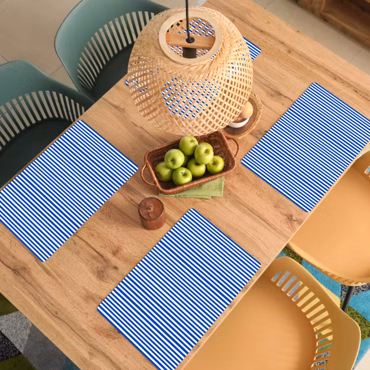 Set de table – 6 pièces - Classique - Rayures - Bleu — 3