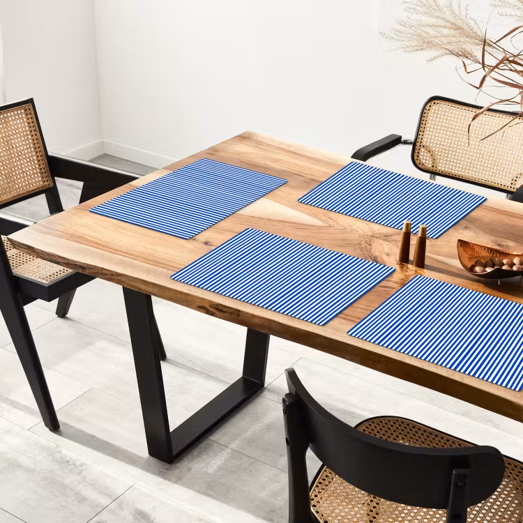 Set de table – 6 pièces - Classique - Rayures - Bleu — 4