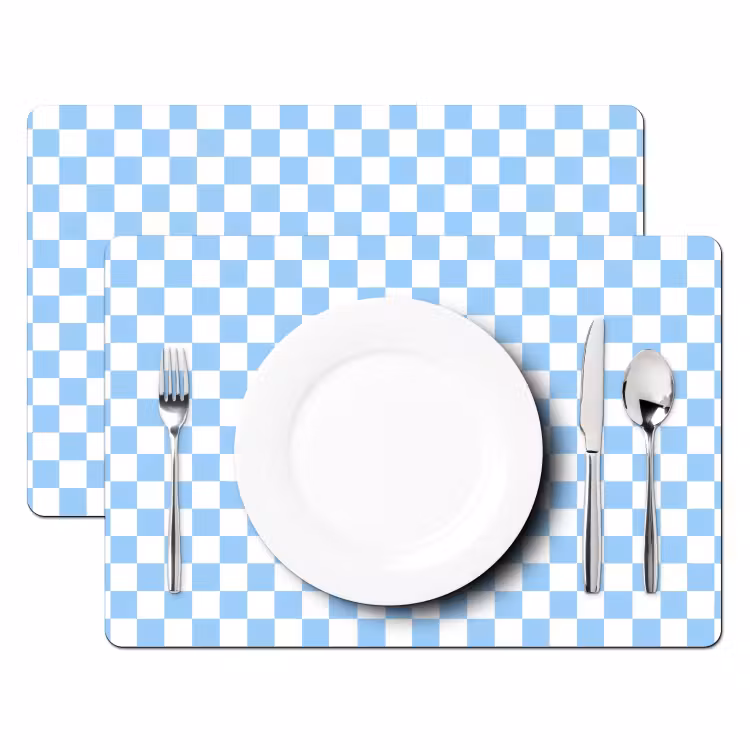 Set de table – 6 pièces - Échiquier - Classique - Bleu — 2