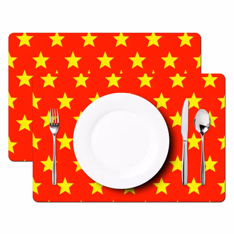 Set de table – 6 pièces - Étoile - Motif - Jaune — 2
